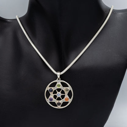 Multi stone pendant set in sterling silver