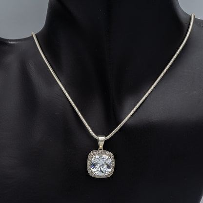 Cubic zirconium set in sterling silver pendant