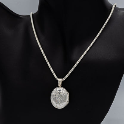 Sterling silver engraved oval locket