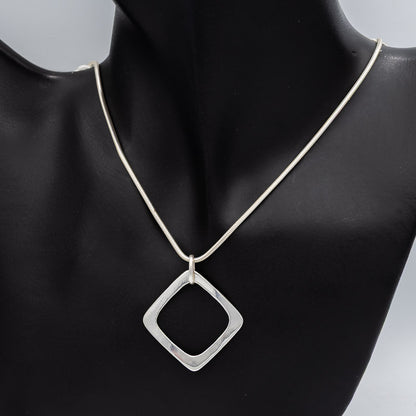 Sterling silver open square pendant