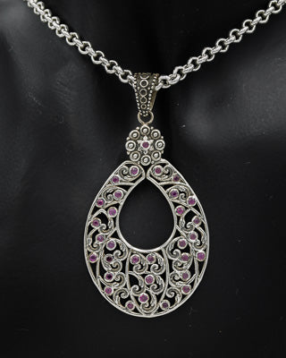 Sterling silver with rubellite stones pendant