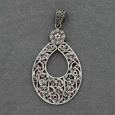 Sterling silver with rubellite stones pendant