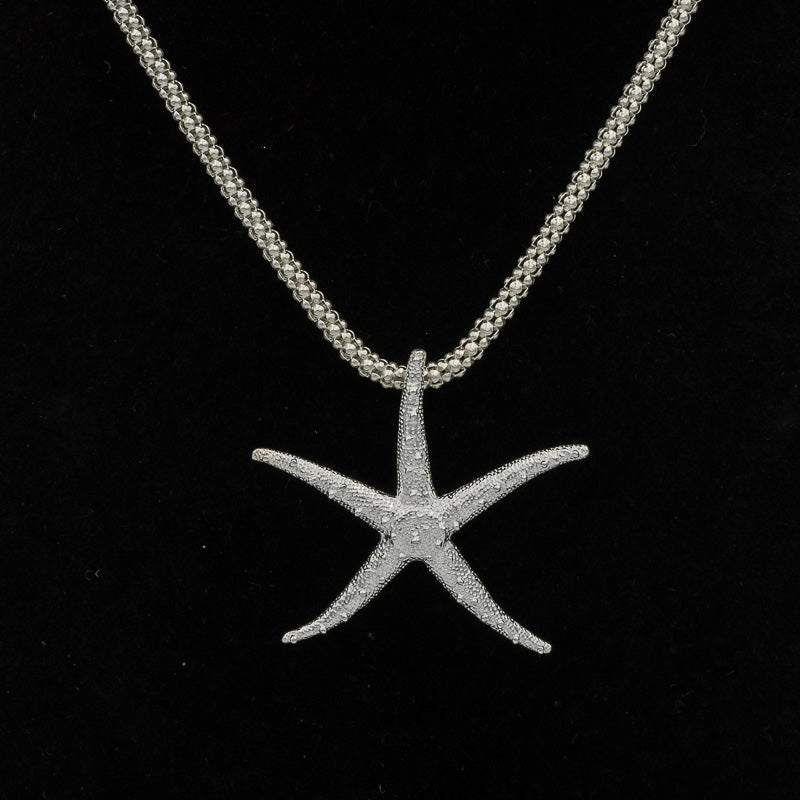 Sterling Silver Starfish Pendant – Matte & Polished Finish