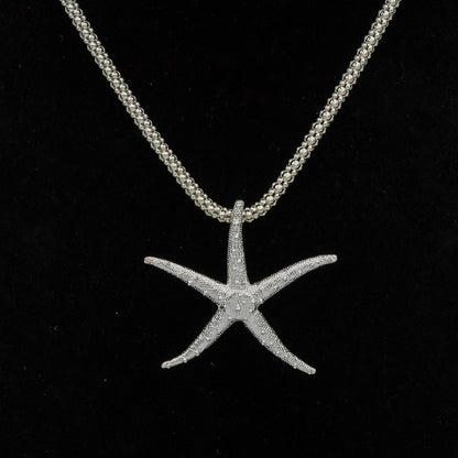 Sterling Silver Starfish Pendant – Matte & Polished Finish