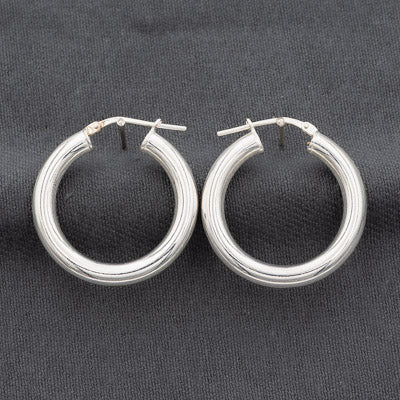 Sterling silver pipe hoops 2.7 cm x 4 mm