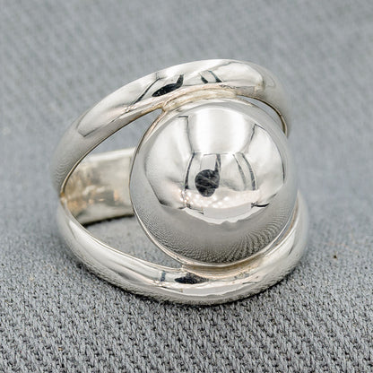 Sterling silver double band ball ring 14 mm