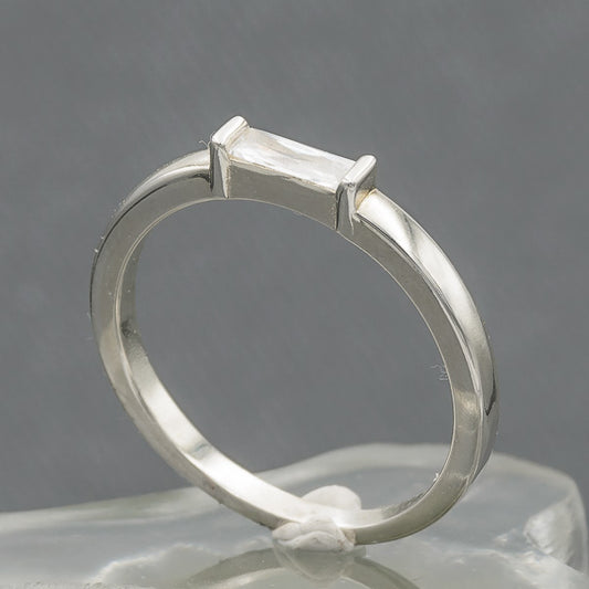 Sterling silver with a rectangle cubic