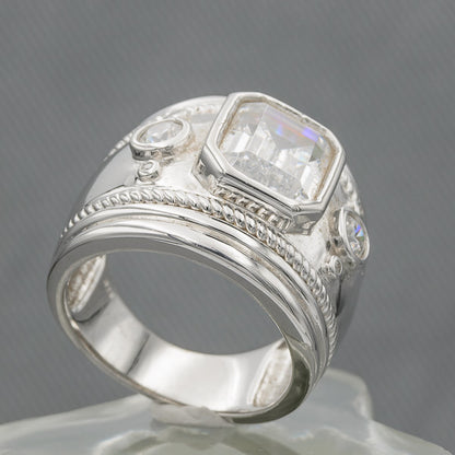 A rectangle cubic set in sterling silver ring