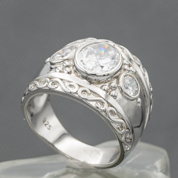 Sterling silver oval cubic ring