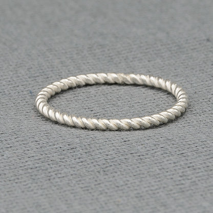 Sterling Silver Twisted Band Ring 2mm Delicate