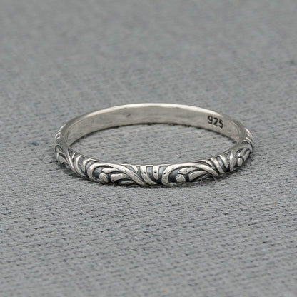 Sterling silver ring with patterns 2 mm