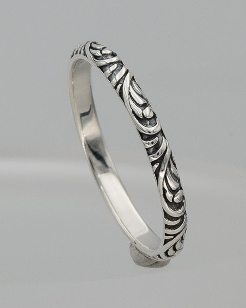 Sterling silver ring with patterns 2 mm