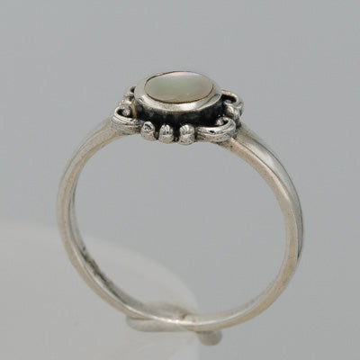 Mother of Pearl Ring with Square Filigree Detail in Sterling Silver - Silvertree Jewelry #