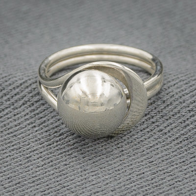 Sterling silver  ball loop ring small