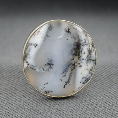 Sterling silver opal dendrite ring