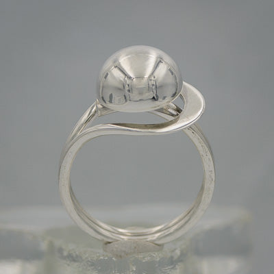 Sterling silver  ball loop ring small