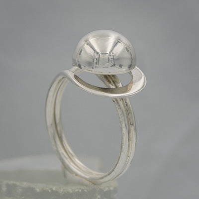 Sterling silver  ball loop ring small