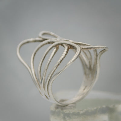 Sterling silver flowing lines ring