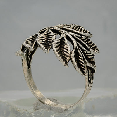 Sterling silver oxidised branch ring