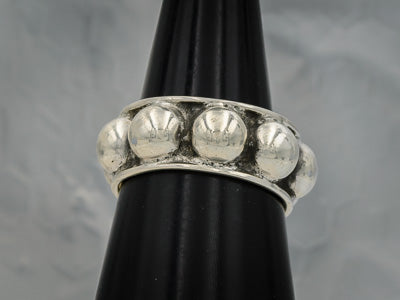 Sterling silver ring with bobbles