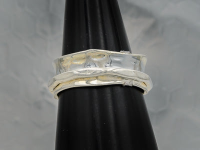 Sterling silver hammered  spinning ring