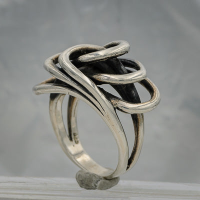 Sterling silver intertwined wired ring