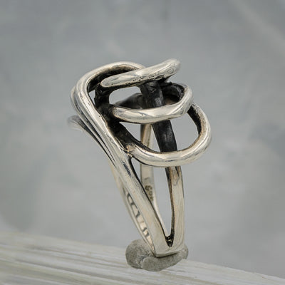 Sterling silver intertwined wired ring