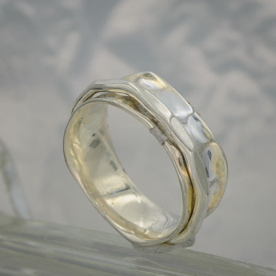 Sterling silver hammered  spinning ring