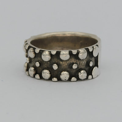 Sterling silver oxidized ring with dots