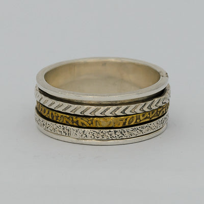 Sterling silver and bronze spinning ring