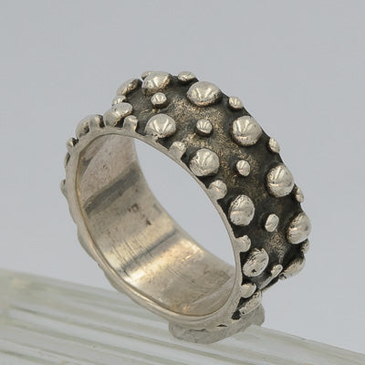 Sterling silver oxidized ring with dots