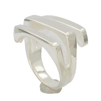 Sterling silver ring in rectangle blocks