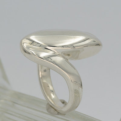 Sterling silver oval with asymmetric bands