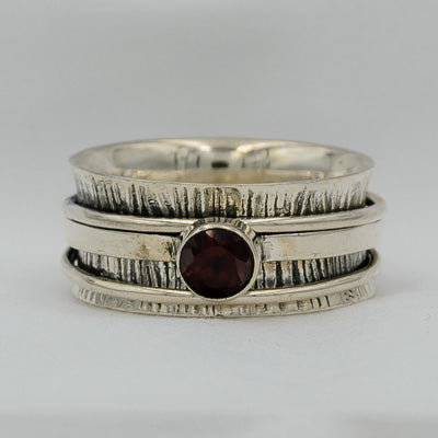 Sterling Silver Garnet Multi Band Spinner Ring - Silvertree Jewelry #