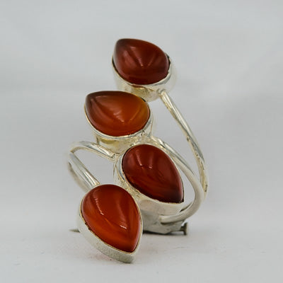 Sterling Silver Carnelian Multi Stone Statement Ring - Silvertree Jewelry #