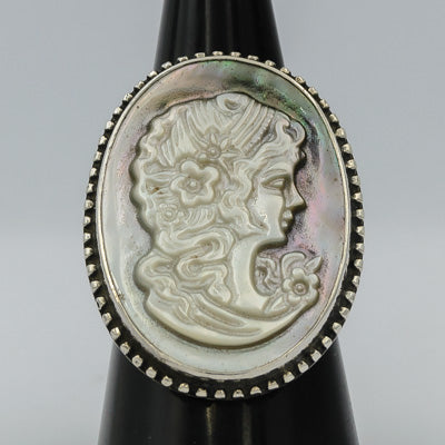 Cameo set in silver ring