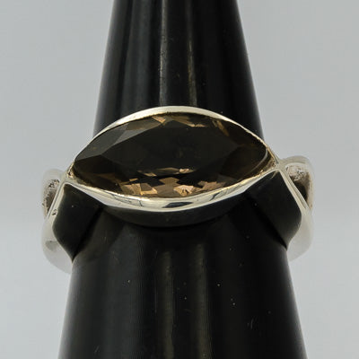 Sterling Silver Smoky Quartz Oval Ring - Silvertree Jewelry #