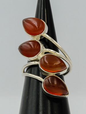 Sterling Silver Carnelian Multi Stone Statement Ring - Silvertree Jewelry #