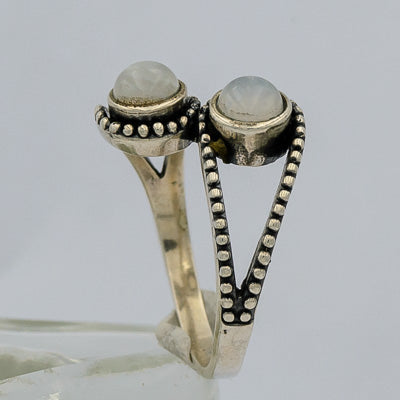 Sterling Silver Double Moonstone Open Band Ring - Silvertree Jewelry #