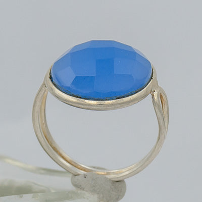 Sterling Silver Blue Chalcedony Ring Faceted Stone - Silvertree Jewelry #