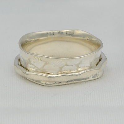 Sterling silver hammered  spinning ring