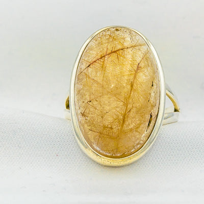 Sterling silver with a rutilated quartz ring