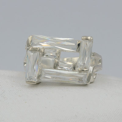 Rectangle cubics set in sterling silver