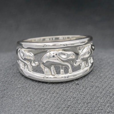 Sterling silver elephant ring