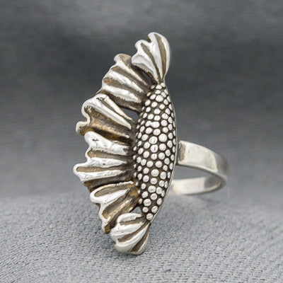 Sterling silver sunflower ring