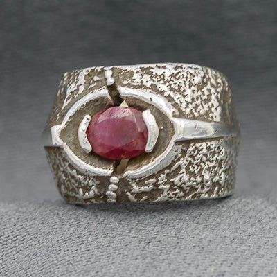 Sterling silver ring with a red agate