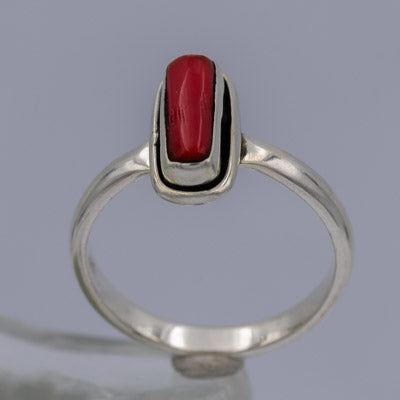 Sterling Silver Coral Stick Vertical Ring - Silvertree Jewelry #