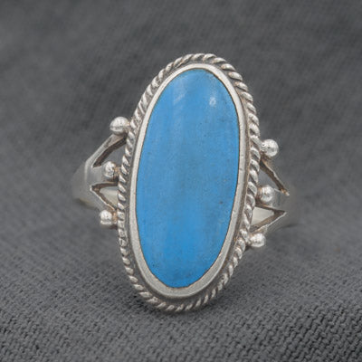 Sterling Silver Howlite Ring with Rope Edge - Silvertree Jewelry #