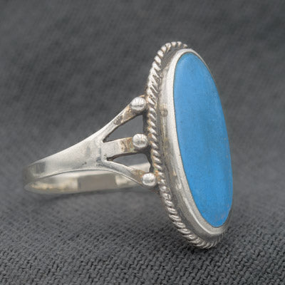 Sterling Silver Howlite Ring with Rope Edge - Silvertree Jewelry #