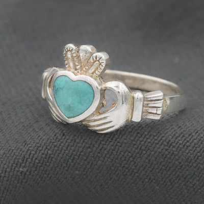 Sterling Silver Howlite Claddagh Heart Ring - Silvertree Jewelry #